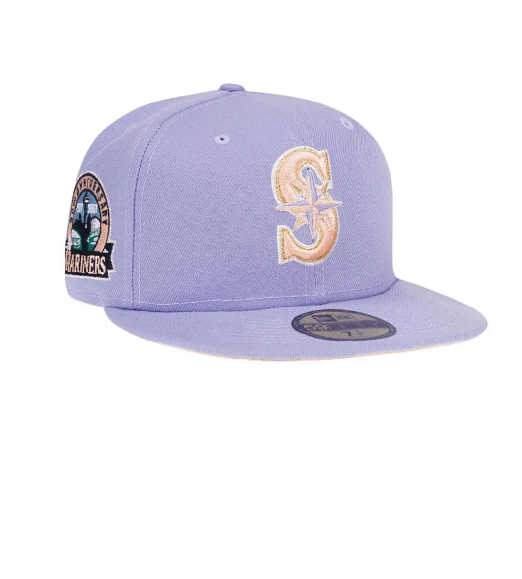 NEW ERA SEATTLE MARINERS 30TH ANNIVERSARY LAVENDER PEACH EDITION 59FIFTY FITTED HAT