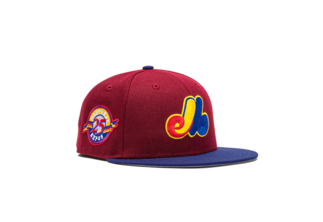 Exclusive New Era 59Fifty Sangria Montreal Expos 25th Anniversary Patch Hat - Cardinal, Royal