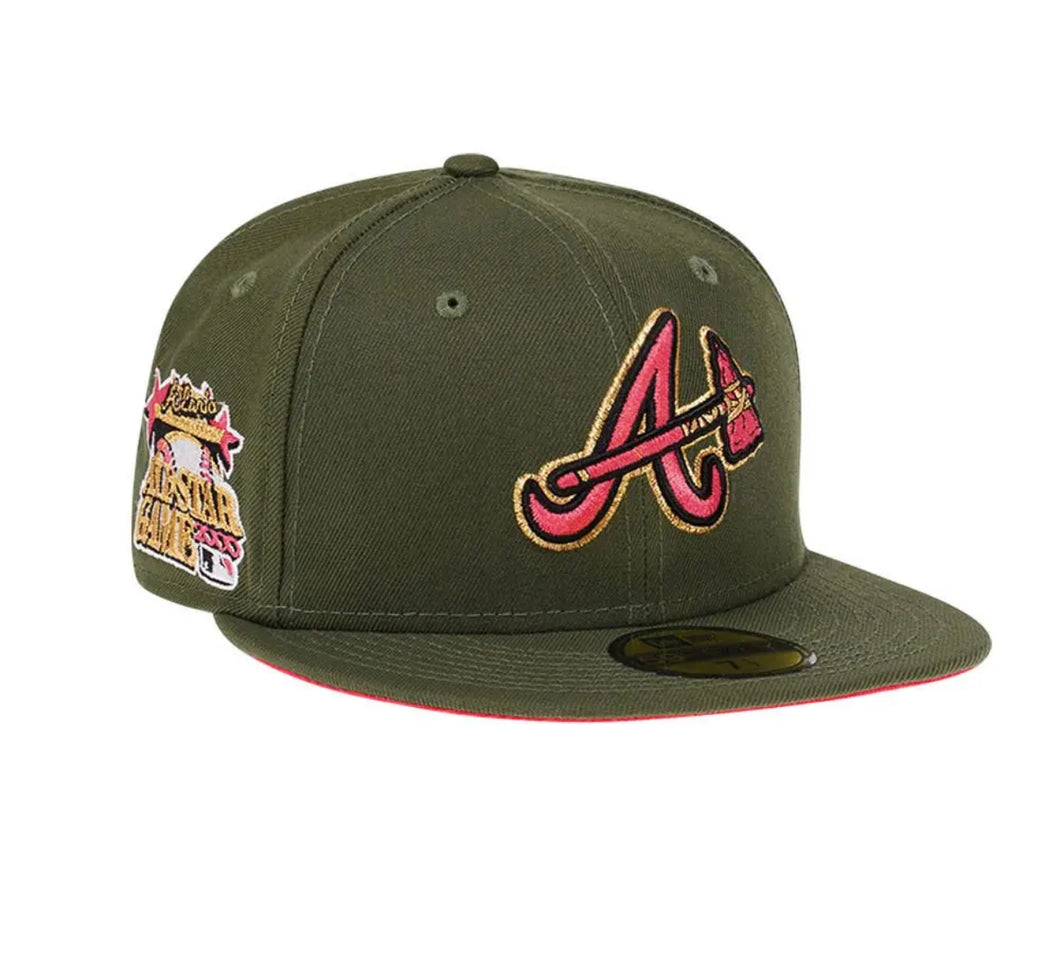 NEW ERA ATLANTA BRAVES ALL STAR GAME 2001 WOODGREEN LAVA EDITION 59FIFTY FITTED CAP