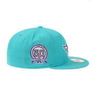 Load image into Gallery viewer, NEW ERA ANAHEIM ANGELS 50TH ANNIVERSARY FRESH TEAL EDITION 59FIFTY FITTED CAP
