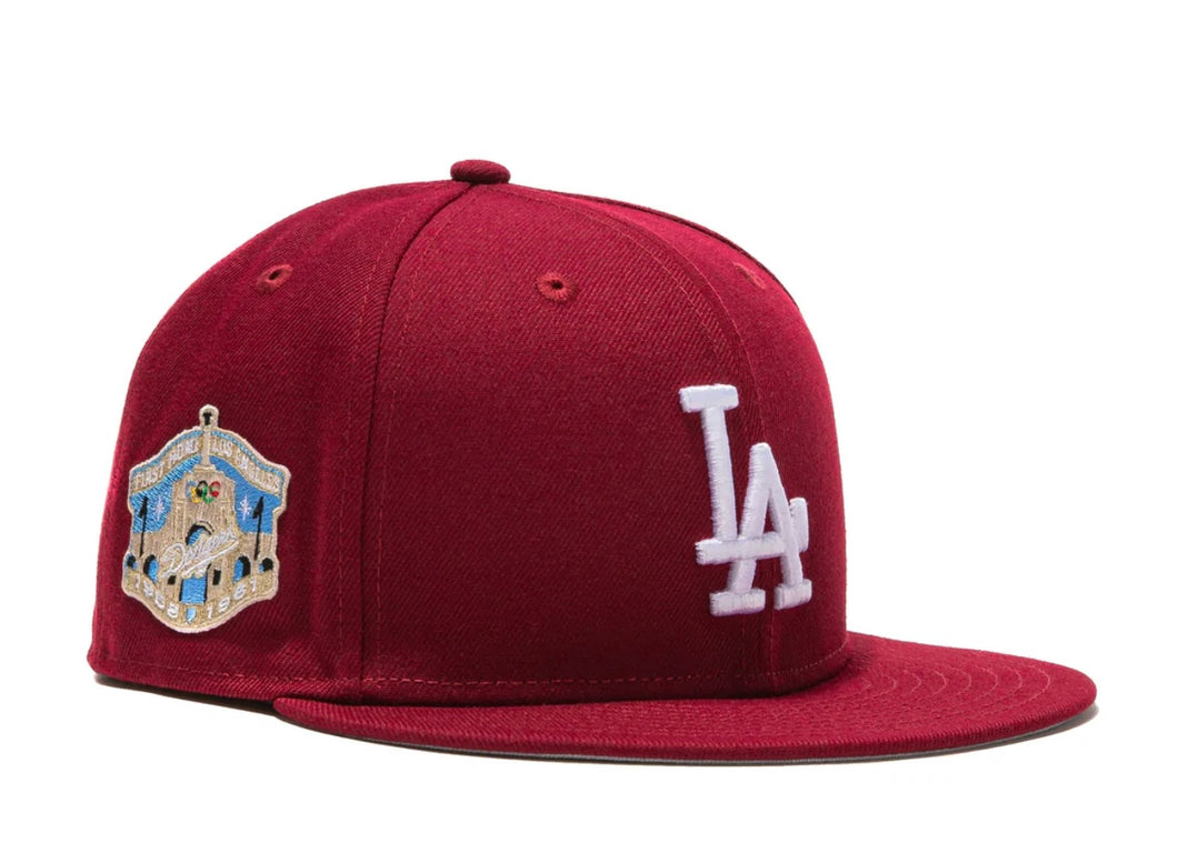 NEW ERA 59FIFTY LOS ANGELES DODGERS 1ST HOME PATCH HAT - CARDINAL, WHITE