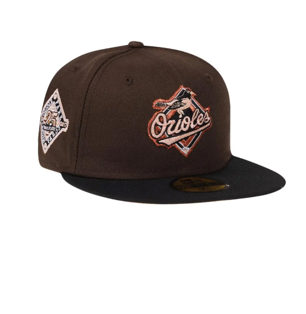 NEW ERA BALTIMORE ORIOLES 25TH ANNIVERSARY COFFEE PEACH EDITION 59FIFTY FITTED HAT