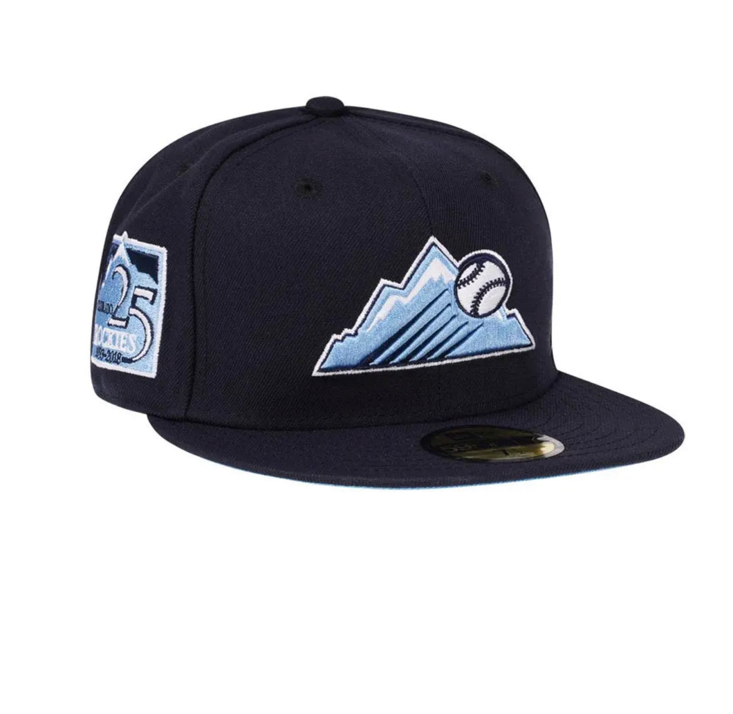 NEW ERA COLORADO ROCKIES 25TH ANNIVERSARY ICED GLACIER BLUE EDITION 59FIFTY FITTED CAP