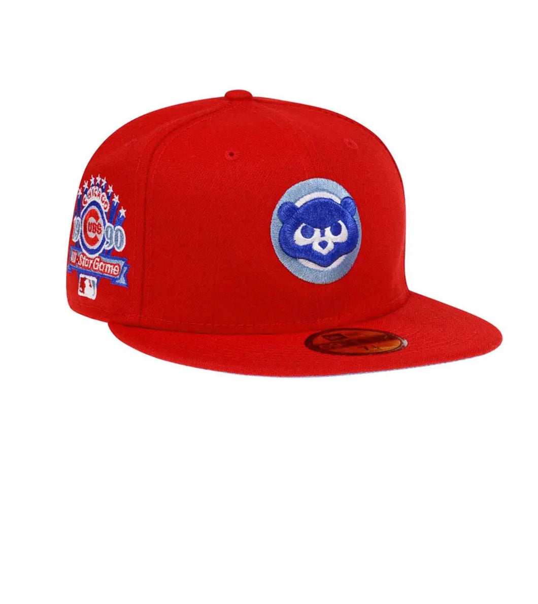 NEW ERA CHICAGO CUBS ALL STAR GAME 1990 RED GLACIER BLUE EDITION 59FIFTY FITTED CAP